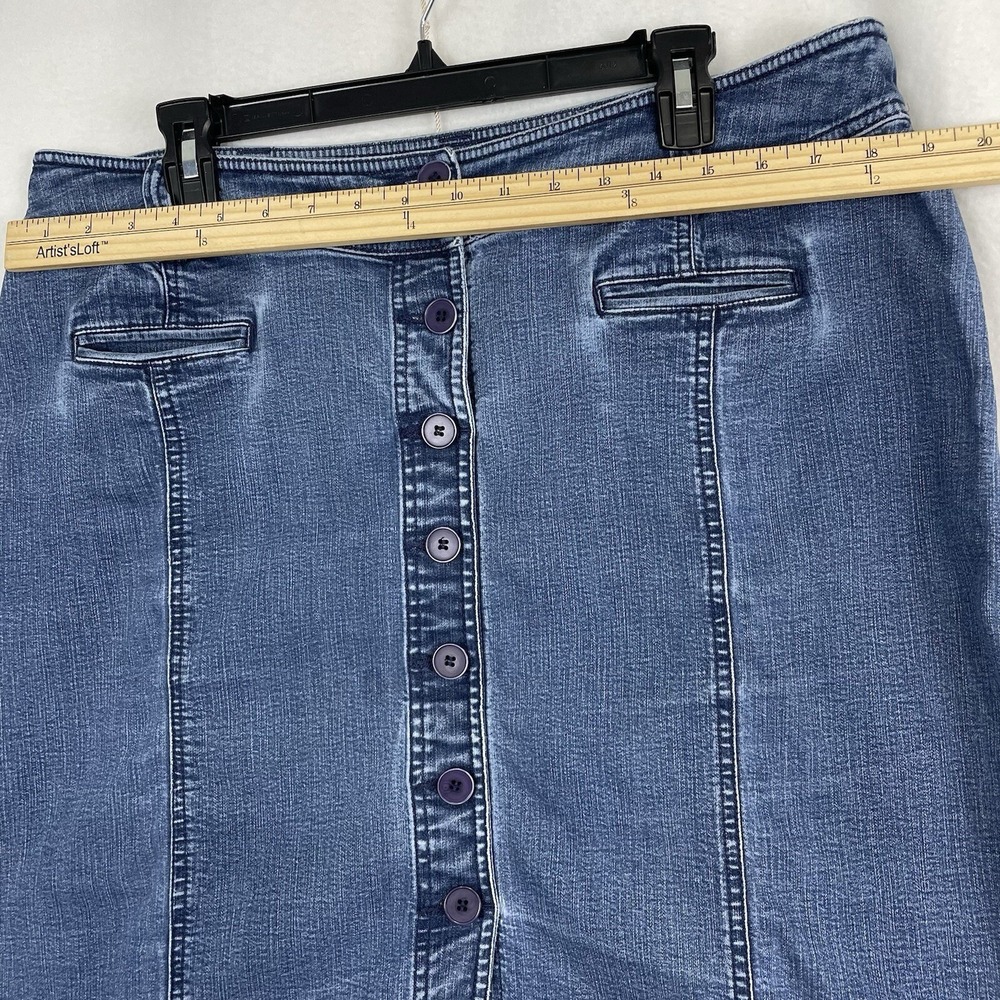 Westbound Button Front Denim Skirt Women 18 Blue‎ Stretch Knee Length - Picture 4 of 7